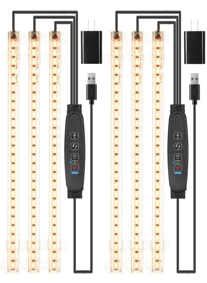 شرائط إضاءة LED للنمو، مصابيح نمو للنباتات الداخلية، طيف كامل 3000 كلفن، شريط إضاءة نباتي مع مؤقت 3/9/12 ساعة، 10 مستويات تعتيم للشتلات العصارية، أفضل خيار لرفوف النباتات (3 رؤوس × قطعتين) - Image 1