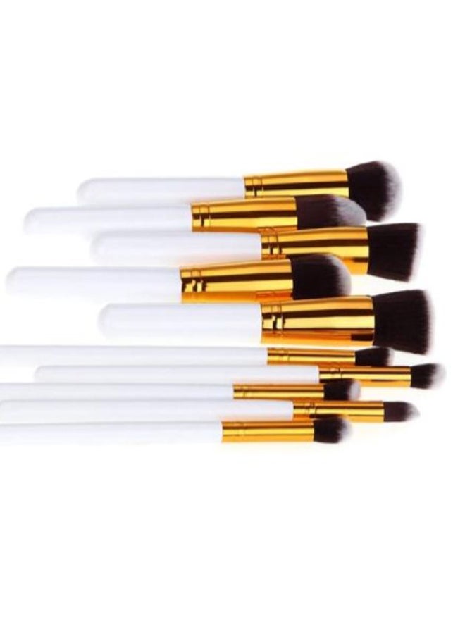 10-Piece Makeup Brush Set White/Gold/Black - Image 2