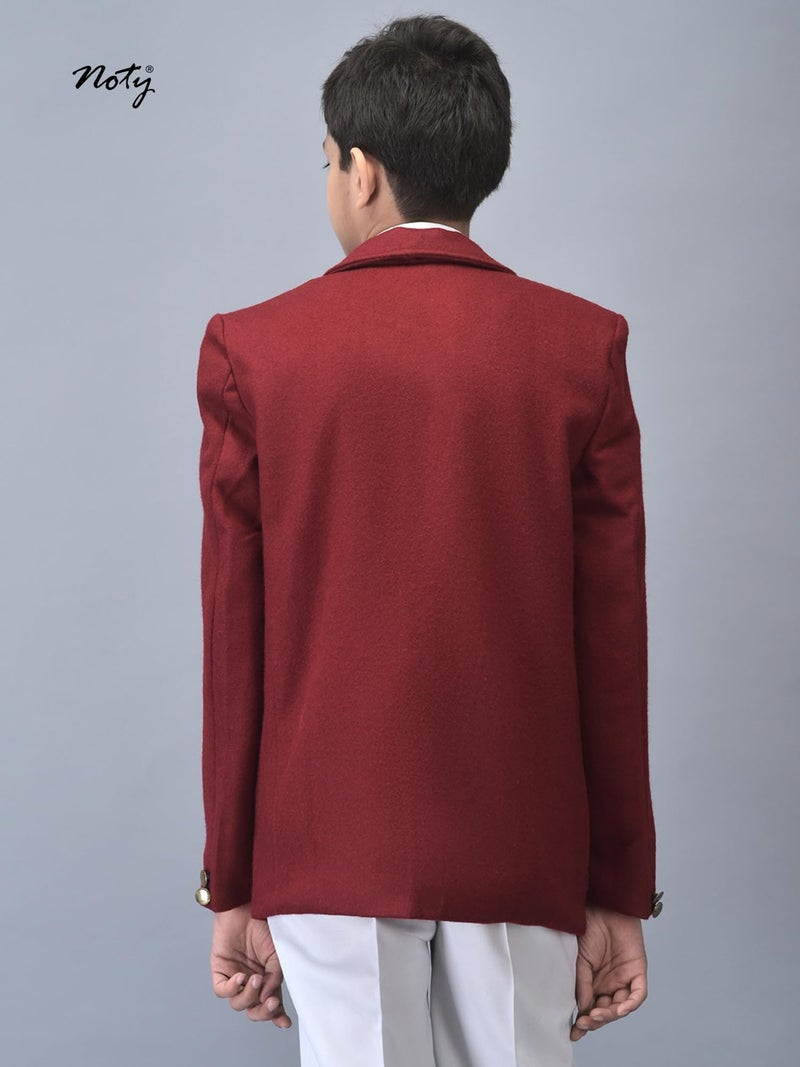 Noty Store Noty Blazers Woolen-Front Open Button Closure | School Winter Unisex Blazer | Both Side Pockets (in, Numeric, 30, Regular, Maroon) - Image 5