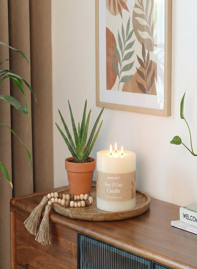 LAMORGIFT 3 Wick Soy Pillar Candle - 6x6” Extra Large Unscented White Pillar Candle, Hand-Poured Soy Wax Candle with Frosted Finish, Long Lasting Large Centerpiece Candle for Home Decor & Weddings - Image 4