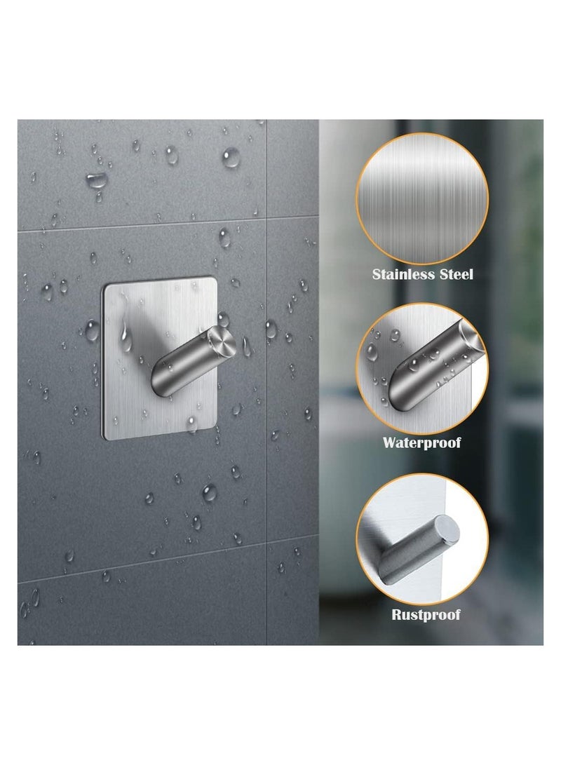 Utility Hooks Muti-Purpose Self Adhesive Wall Hooks Stainless Steel, Robe & Towel Hooks for Hanging Heavy Duty, Home Kitchen Storage Hooks Rustproof Silver 7 Packs - Image 2