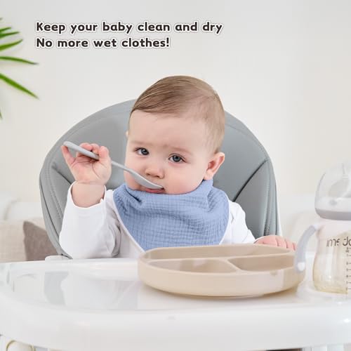Susurration Muslin Baby Drool Bibs 6Pack Soft Triangular Adjustable Baby Bandana Bibs for Unisex Girls & Boys (Blue) - Image 4