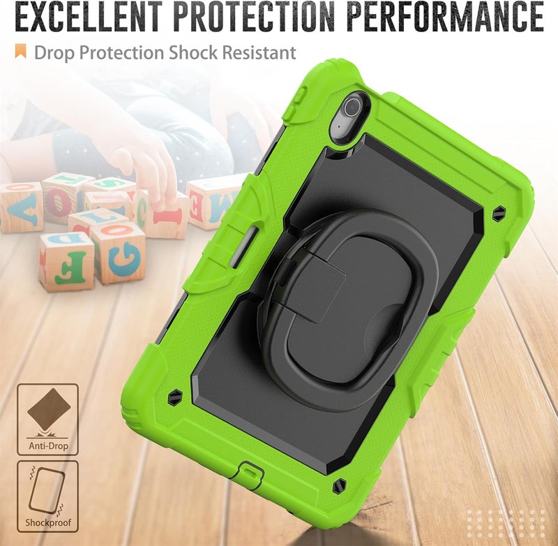 YUANSHXM-Case for iPad Air 11-inch (M2, 2024 Release), 3 Layers Upgraded All-Inclusive Protection Case with 360 Rotating Multi Functional Handle Ring & Stand & Shoulder Strap (I) - Image 2