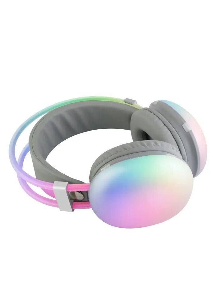 Generic RGB Lights - Wireless Bluetooth Headphones V5.3 - Active Noise Cancelling - And Hi-Fi Sound - TF Card Support & USB Charging - B30 - Gray  - Image 2