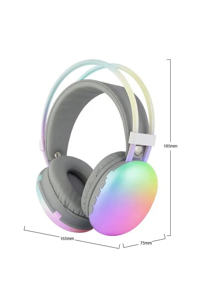 Generic RGB Lights - Wireless Bluetooth Headphones V5.3 - Active Noise Cancelling - And Hi-Fi Sound - TF Card Support & USB Charging - B30 - Gray  - Image 3