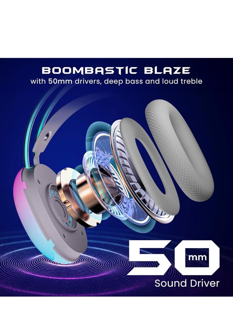 Generic - RGB Lights - Wireless Bluetooth Headphones V5.3 - Active Noise Cancelling - And Hi-Fi Sound - TF Card Support & USB Charging - B30 - Gray - Image 1