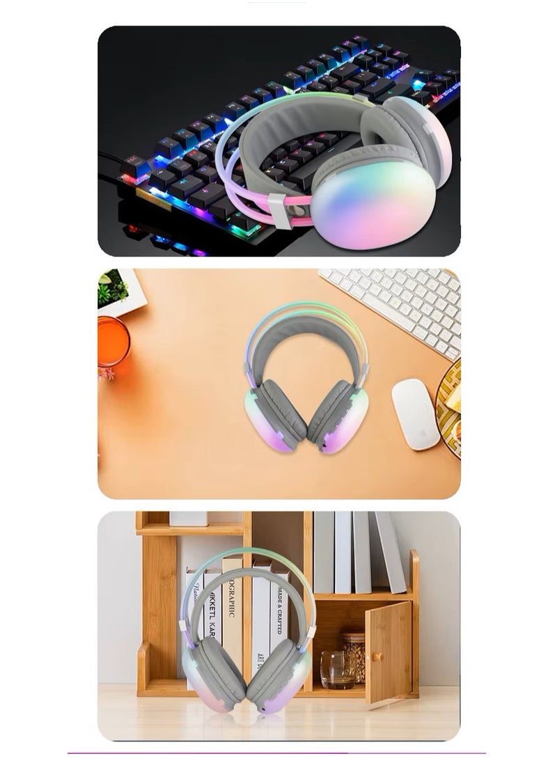 Generic - RGB Lights - Wireless Bluetooth Headphones V5.3 - Active Noise Cancelling - And Hi-Fi Sound - TF Card Support & USB Charging - B30 - Gray - Image 1