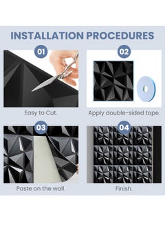 Necomi 12-Pack PVC 3D Wall Panel Diamond for Interior Wall Decor, 30*30cm Matt Black  - Image 5