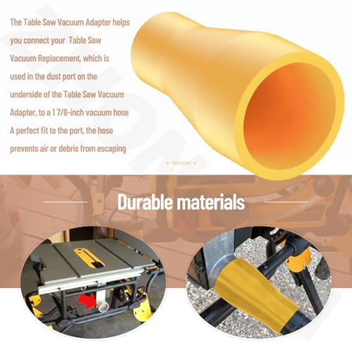 ZHONGXIA Table Saw Vacuum Adapter Connecting 2 1/2" Table Saw Outlet Connected to 1 7/8" Shop Vac Hose for Dewalt DWE7491RS DWE7491 Table Saw Dust Collector - Yellow - Image 4