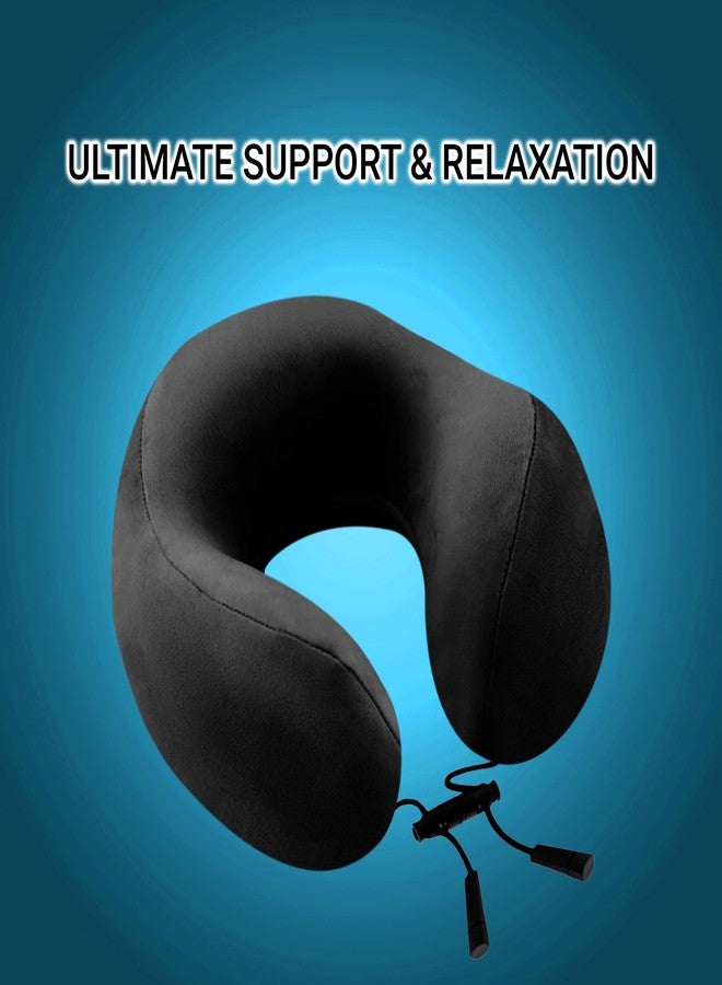 GREELI Super Soft Fiber Filled Neck Pillow for Travel Combo with Premium Eye Mask Neck Rest Pillow with 5 Years Warranty (Black with Eye MASK) - Image 5
