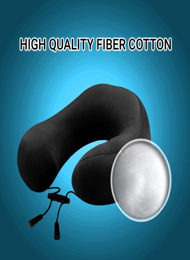 GREELI Super Soft Fiber Filled Neck Pillow for Travel Combo with Premium Eye Mask Neck Rest Pillow with 5 Years Warranty (Black with Eye MASK) - Image 4