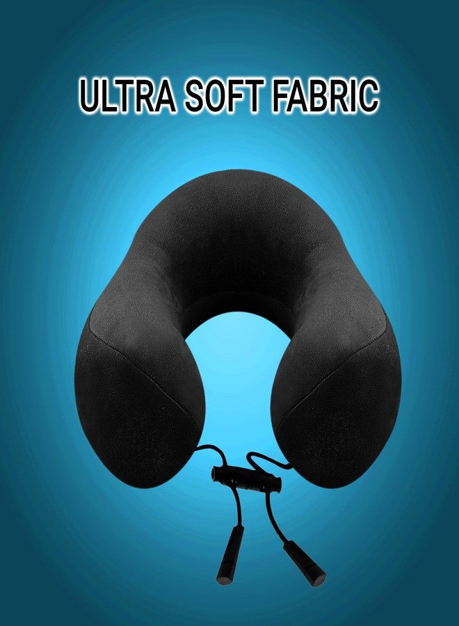GREELI Super Soft Fiber Filled Neck Pillow for Travel Combo with Premium Eye Mask Neck Rest Pillow with 5 Years Warranty (Black with Eye MASK) - Image 3