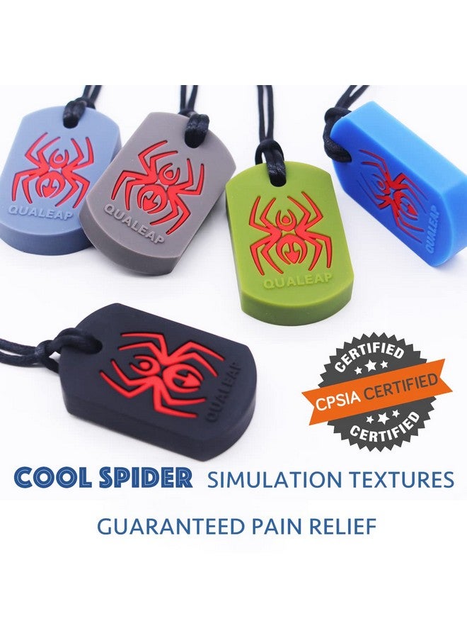 QUALEAP AMBER Spider Sensory Chew Necklace For Kids Boys Or Girls (5 Pack) Chewing Necklace Teething Necklace Teether Necklace Chew Toys Teething Toys Designed For Chewing Autism Autism Sensory Teether Toy - Image 3