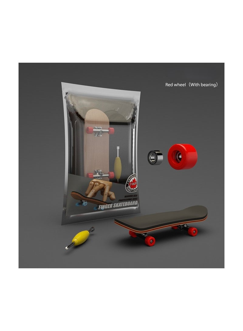 Generic Finger Skateboard, Alloy Mini Skateboard Deck with Pro Fingerboard Tools and Bearing (Red Wheels) - Image 1