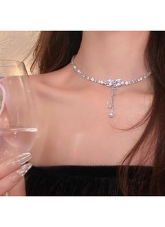 Autumn And Winter New Butterfly Love Necklace Female Niche Design High-grade Titanium Steel Sweater Chain All-match Pearl Accessories