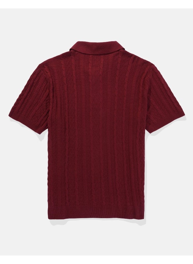 American Eagle Textured Polo Shirt  - Image 4