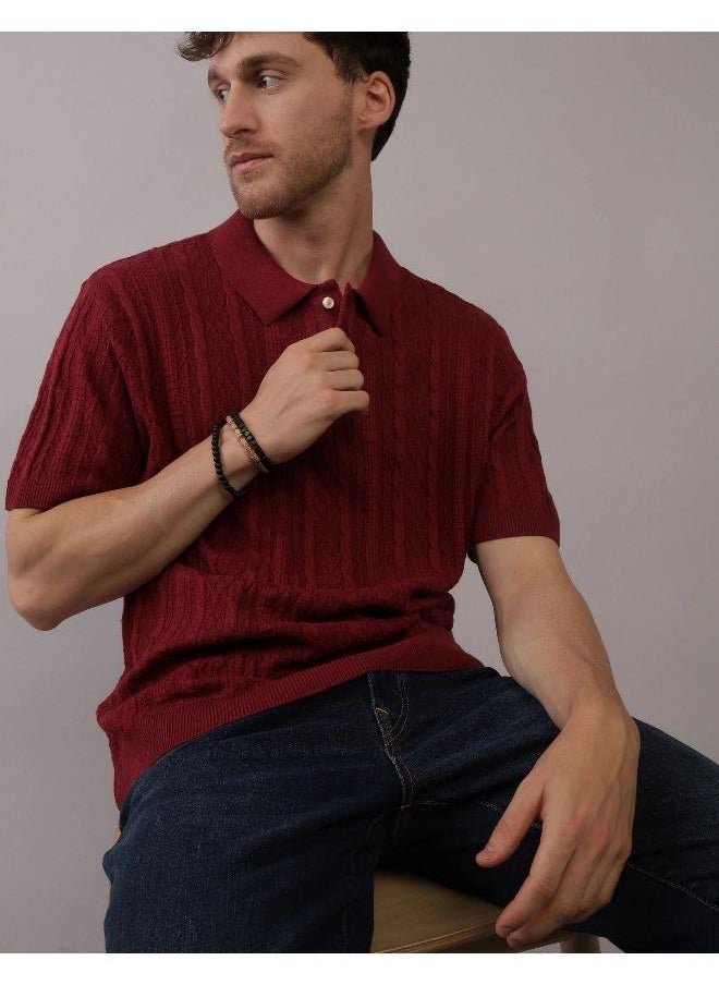 American Eagle Textured Polo Shirt  - Image 1