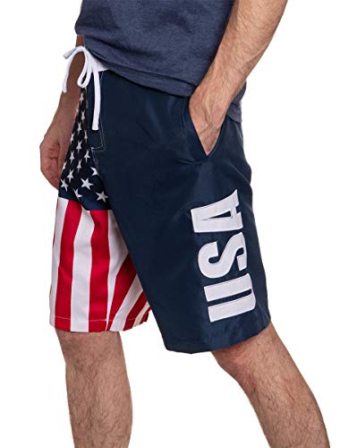 Calhoun Men's Americana USA Flag Fourth of July Swim Board Shorts (USA, X-Large) - Image 2