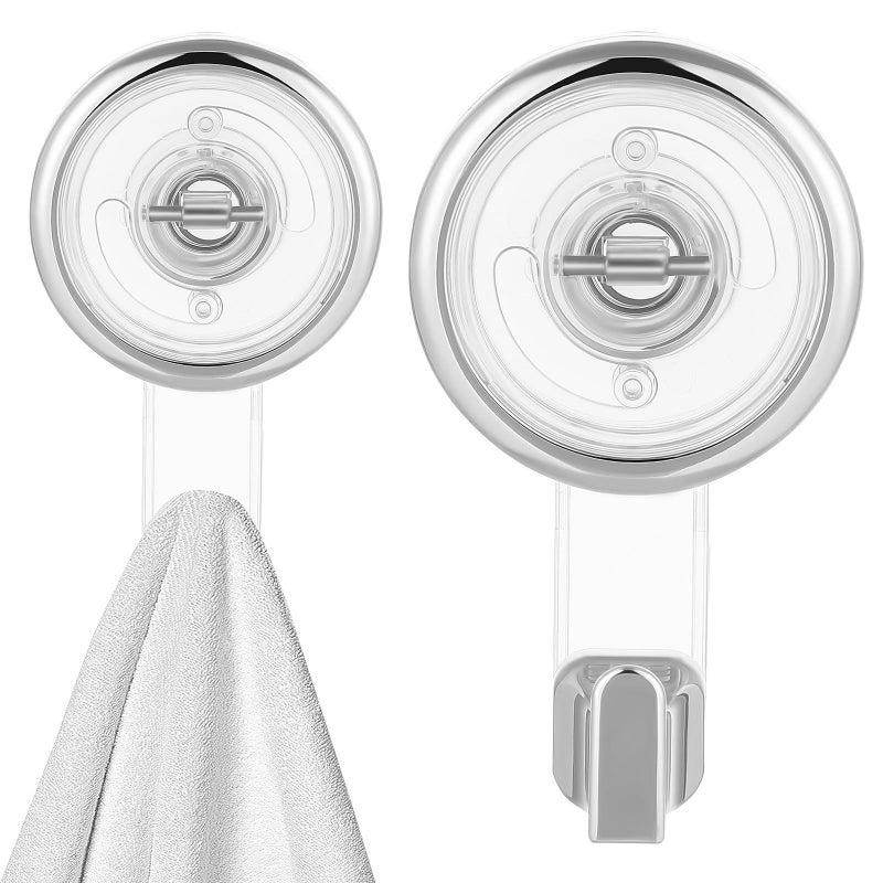 Heavy Duty Rotating Suction Hooks 2 Pack for Shower Towel Hanging on Tile Metal Glass Surface - Image 2