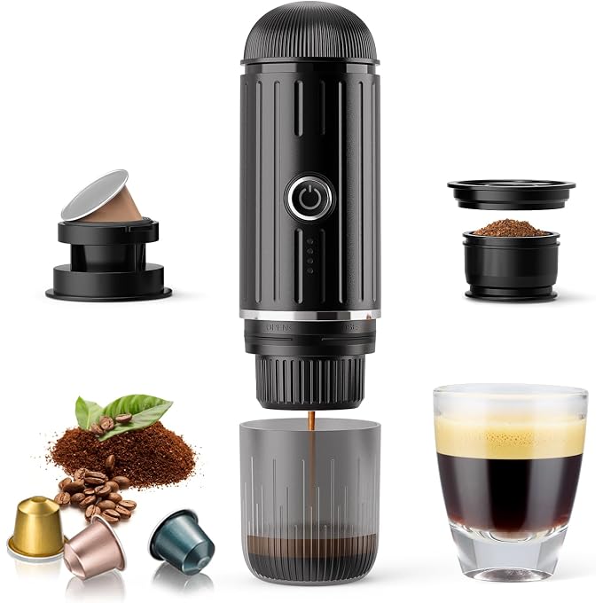 RECAFIMIL Portable Electric Espresso Coffee Maker for Ground Coffee & NS Capsule Fast Self-Heating Technology with USB-C Perfect for RV, Hiking, Camping, Office & On-the-Go Lifestyles, Christmas Gift for Men - Image 1