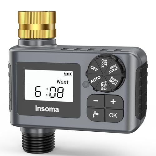 Insoma Water Timer for Outdoor Garden Hose, Hose Timer with Rain Delay/Manual Mode, Automatic Drip Irrigation Controller System for Lawn Yard Garden Watering - Image 1