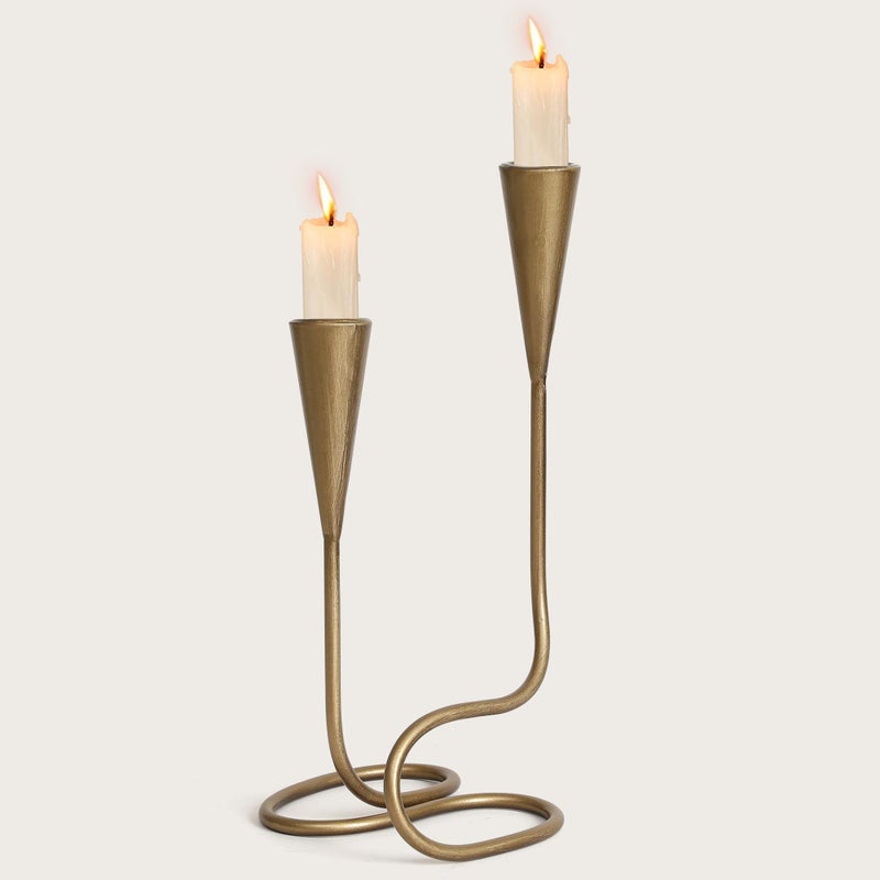 SUJUN Vintage Twisted Brass Style Candle Holder, Candlestick Holder for Table Decoration, Holiday, Wedding, Housewarming (Size C) - Image 3