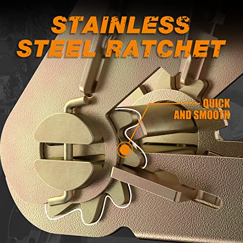 Autofonder Ratchet Tie Down Strap - 4 Pack 2" x 27' Heavy Duty Ratchet Straps with Aluminum Handle, Cargo Straps for Moving Appliances, Lawn Equipment, Motorcycle in a Truck Yellow - Image 4