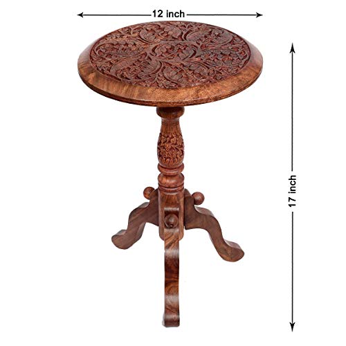 Classical Youth Sheesham Wood Brown Round Multipurpose Corner Wooden Table - Image 2