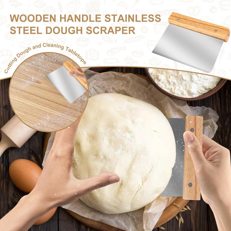 TNELTUEB مجموعة سلال تخمير الخبز TNELTUEB، تشمل سلة دائرية 10 بوصات وسلة بيضاوية 9.6 بوصات من الخوص، خفاقة العجين، مكشطة، شفرة، قماش - طبيعي - Image 5