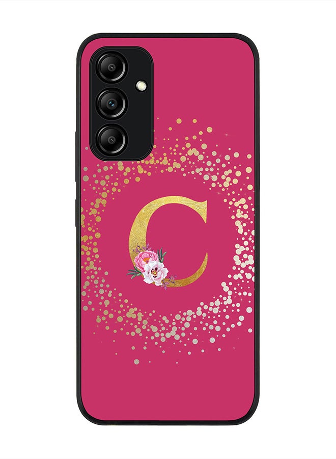 Stylizedd Rugged Black edge case for Samsung Galaxy A34 5G, Slim fit - Custom Monogram Initial Letter Floral Pattern Alphabet - C  (Dark Pink Rose ) - Image 1