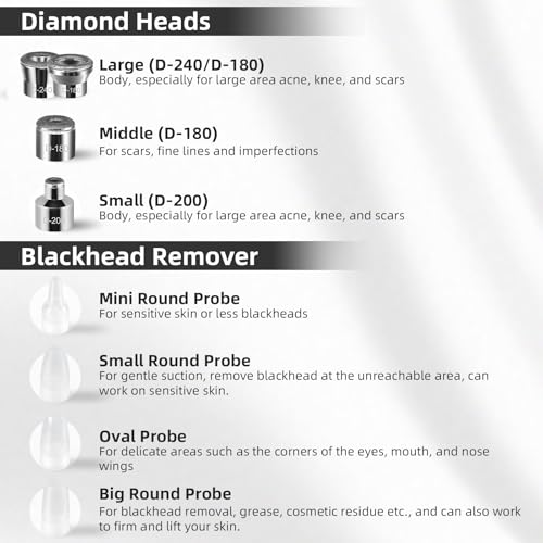 IeBilif Diamond Microdermabrasion Machine 3 Modes Diamond Microdermabrasion Dermabrasion Machine for Blackhead Removal Portable Microdermabrasion Tool with 8 Diamond Tips - Image 3