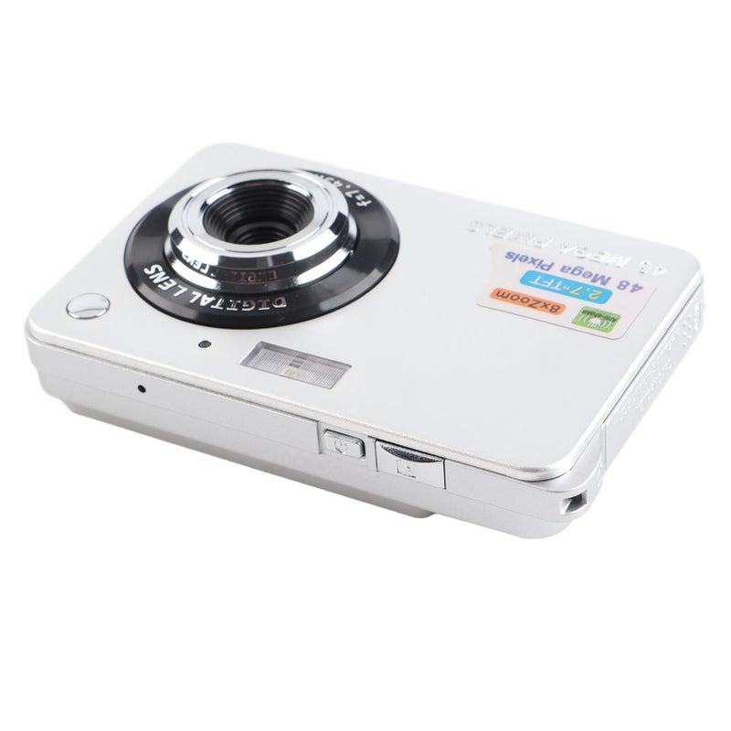 Digital Camera for Teens 48MP HD 2.7 Inch TFT Screen 8X Zoom Autofocus Anti Shake Pocket Compact Camera for Travel Photography Vlog Silver - Image 3