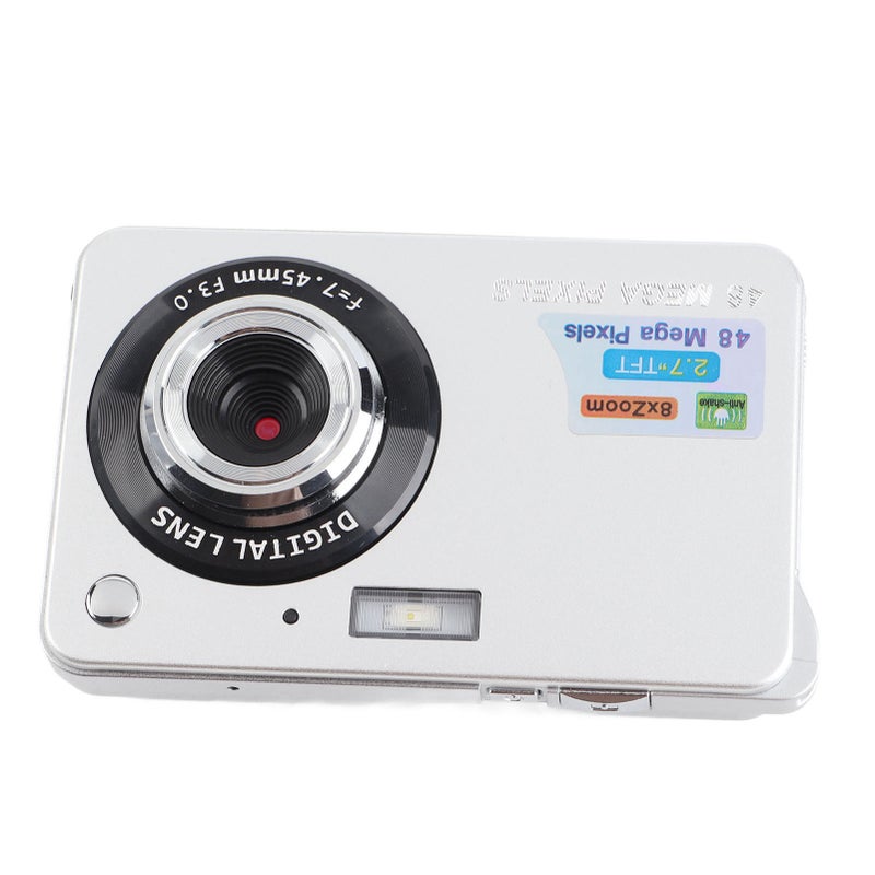 Digital Camera for Teens 48MP HD 2.7 Inch TFT Screen 8X Zoom Autofocus Anti Shake Pocket Compact Camera for Travel Photography Vlog Silver - Image 2