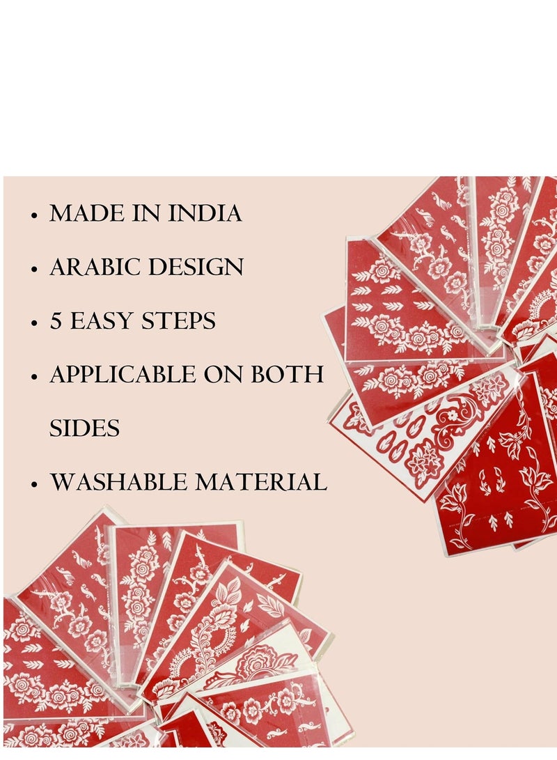 Amina Instant Henna Paste Mehendi Tube Cone | With Free Set of 3 Full Hand Stickers/Stencils | Without Chemicals | Long Lasting | Pack of 12 Pieces x 35 Gms Each | Brown Color - Image 3