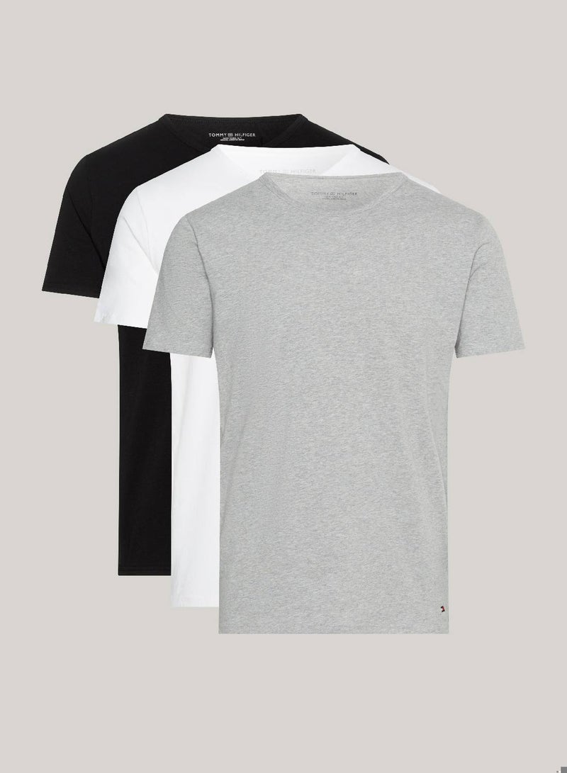 TOMMY HILFIGER Men's 3-Pack Premium Essential Stretch T-Shirts, Black/ White/ Grey - Image 1