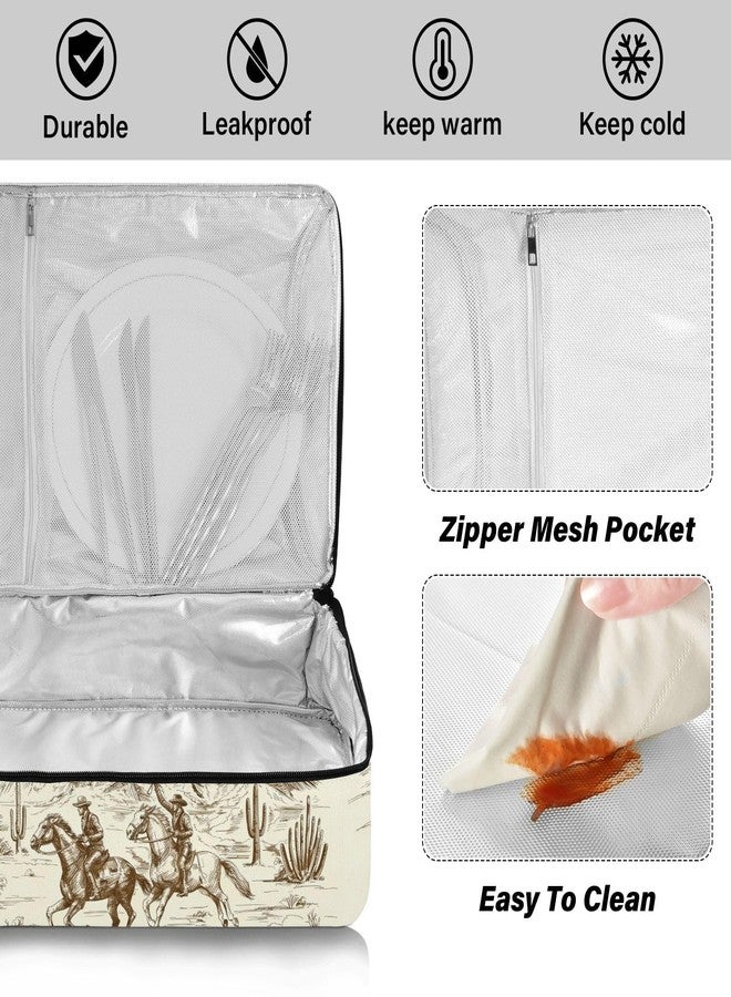 ZOEO Casserole Carrier Insulated American Wild Western Desert Cowboy Dish 9x13 with Lid Party Travel Warmer Bag for Hot or Cold Food Lasagna Pizza Holder Tote - Image 5