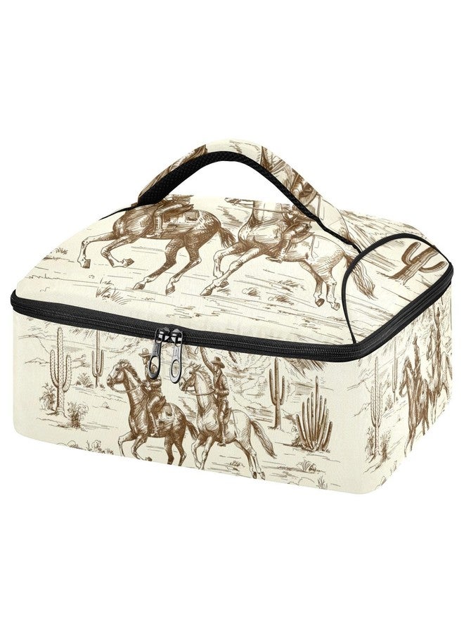 ZOEO Casserole Carrier Insulated American Wild Western Desert Cowboy Dish 9x13 with Lid Party Travel Warmer Bag for Hot or Cold Food Lasagna Pizza Holder Tote - Image 1