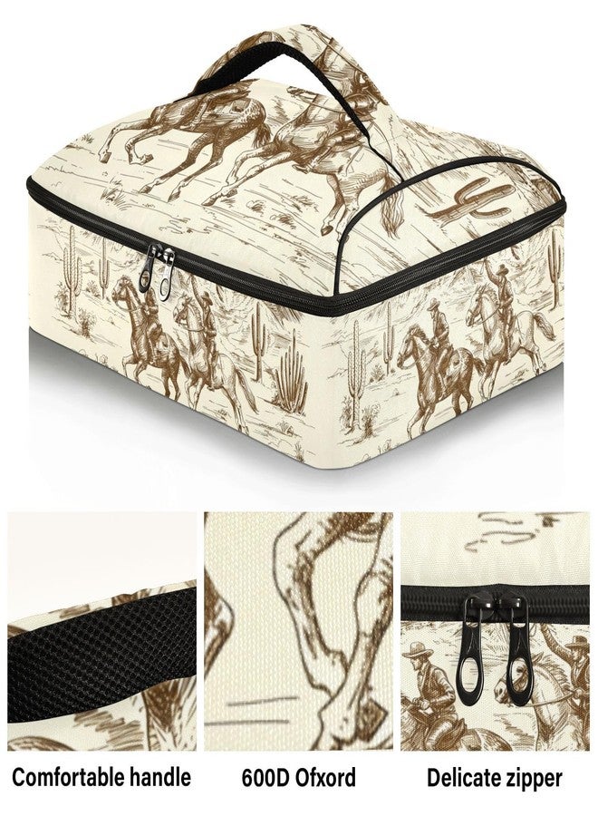 ZOEO Casserole Carrier Insulated American Wild Western Desert Cowboy Dish 9x13 with Lid Party Travel Warmer Bag for Hot or Cold Food Lasagna Pizza Holder Tote - Image 3