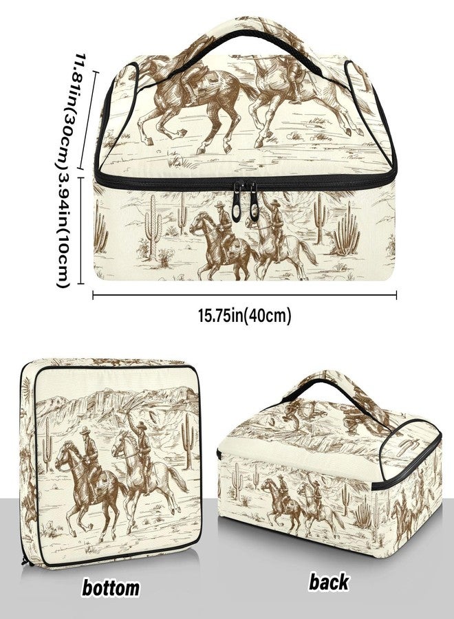 ZOEO Casserole Carrier Insulated American Wild Western Desert Cowboy Dish 9x13 with Lid Party Travel Warmer Bag for Hot or Cold Food Lasagna Pizza Holder Tote - Image 4