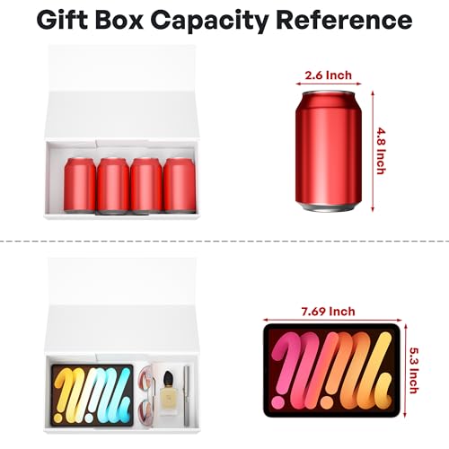 RYDDOY White Gift Box, 12x6x4'' Gift boxes for Presents with Lids Magnetic Closure Rectangle Collapsible for Bridesmaid Proposal Box, Wedding, Christmas, Halloween, Birthday Gift Packging - Image 3