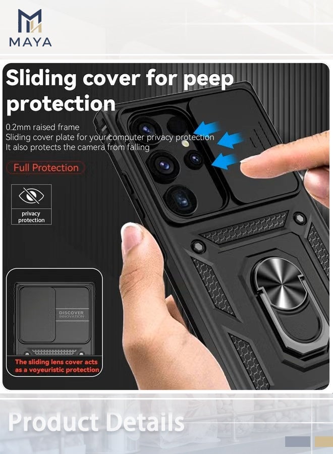 Maya Samsung Galaxy S26 Ultra Case Slide Camera Cover, Built-in 360° Rotate Ring Kickstand, Shockproof Drop Proof Protection, Heavy Duty Shockproof Protective Case for Samsung Galaxy S26 Ultra - Image 2