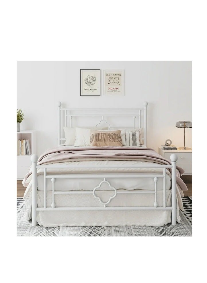 NZONE STORE Classic Decorative Design Single Metal Bed - Elegant White Frame 190cm-90cm - Image 4