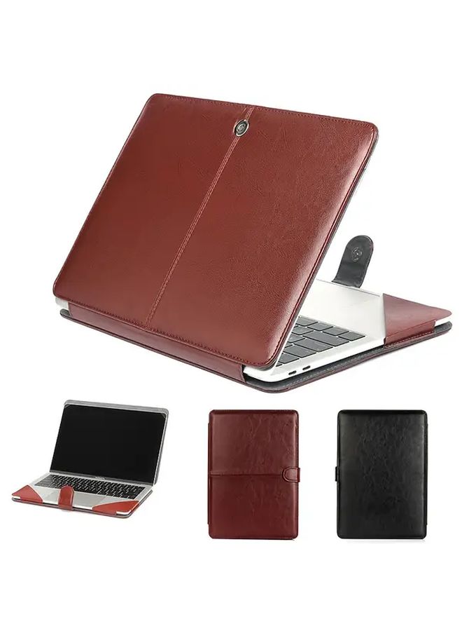 Minimalist Synthetic Leather Laptop Case Detachable Strap Button Closure Scratchproof Impact Resistant for MacBook Pro 13.3 Black - Image 4
