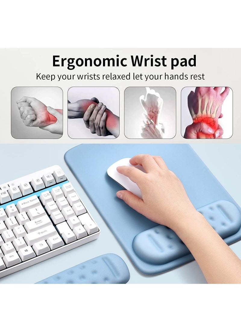 Rubik Wrist Support Mousepad with Keyboard Rest Pad, Large Memory Foam Ergonomic Mouse Pad with Non-Slip PU Base for Computer Laptop Gaming Office & Home Typing Pain Relief (Green)  - Image 3