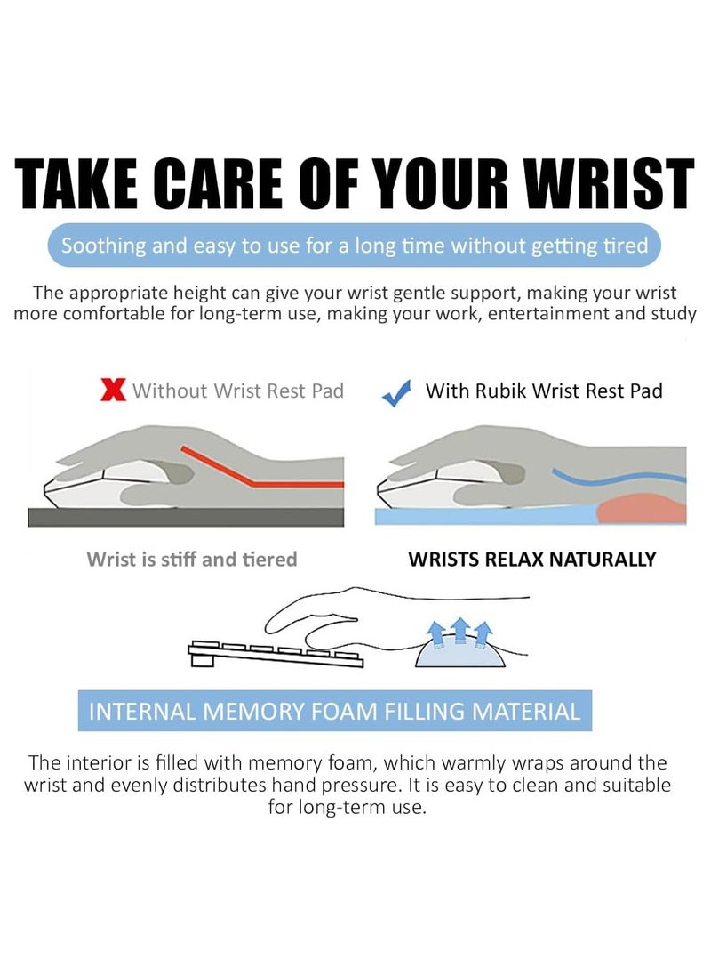 Wrist Support Mousepad with Keyboard Rest Pad, Large Memory Foam Ergonomic Mouse Pad with Non-Slip PU Base for Computer Laptop Gaming Office & Home Typing Pain Relief (Green)