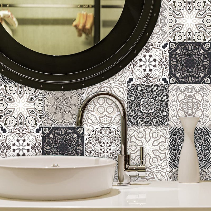 Jacklove 25 PCS Moroccan Style Tile Sticker  4x4 Inch(10x10cm) Traditional DIY Murals  Tile Waterproof Oil Proof Removable Decals for Bathroom & Kitchen Backsplash (4I-SVC0-ZV27) - Image 5