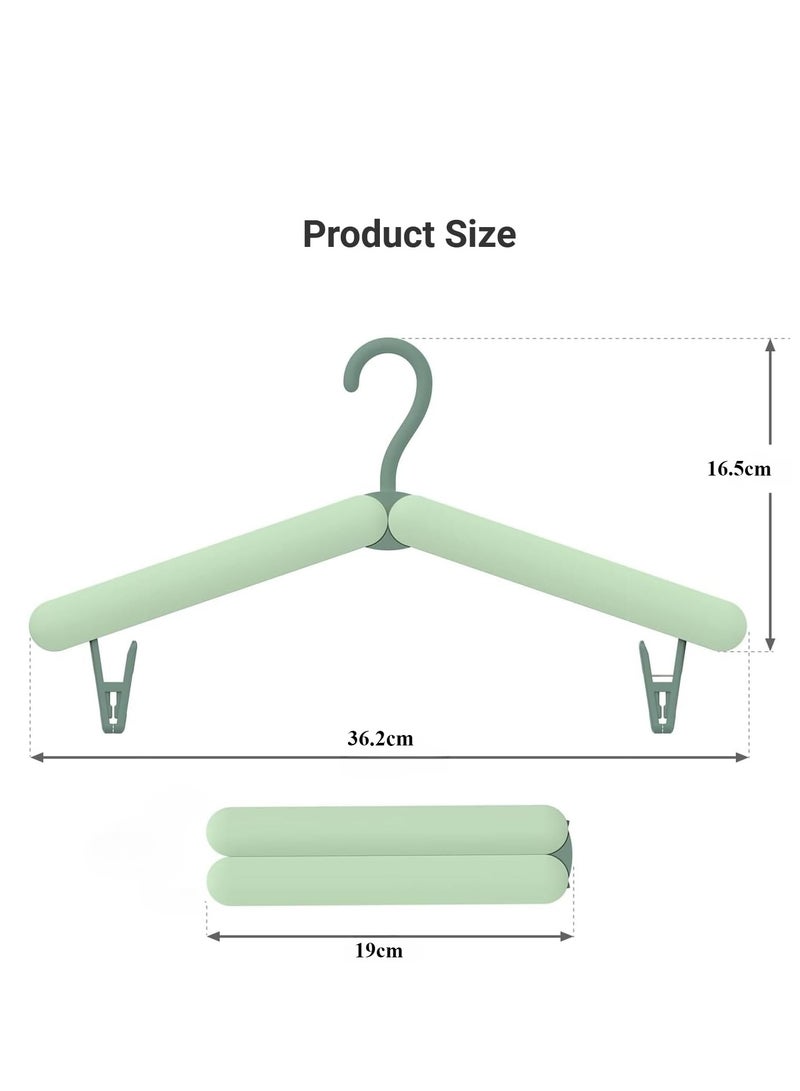 Travel Hangers, Foldable Hangers, Portable Clothes Hangers with Built-in Clips, Perfect for Coats and Socks, Essential Travel Accessories for Journey (2 Pack, Green)  - Image 3