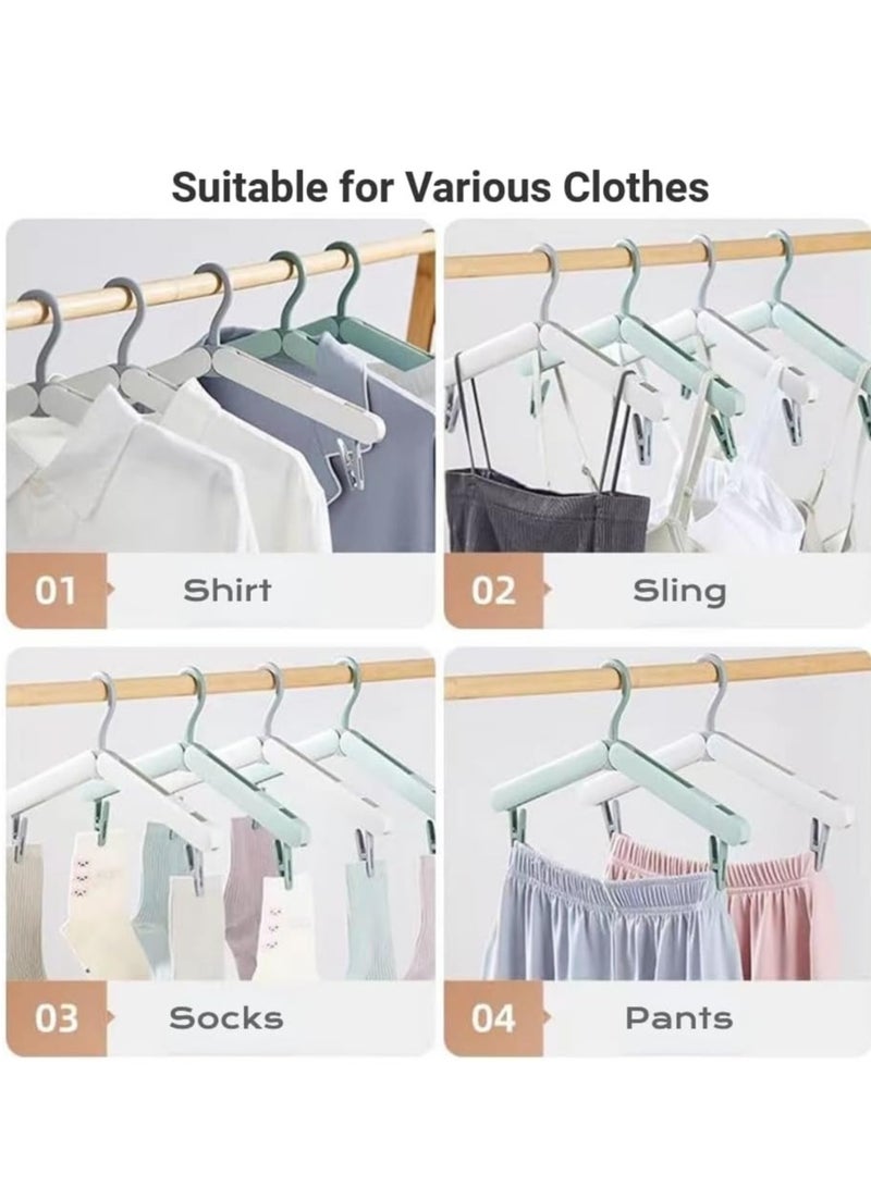 Travel Hangers, Foldable Hangers, Portable Clothes Hangers with Built-in Clips, Perfect for Coats and Socks, Essential Travel Accessories for Journey (2 Pack, Green)  - Image 4