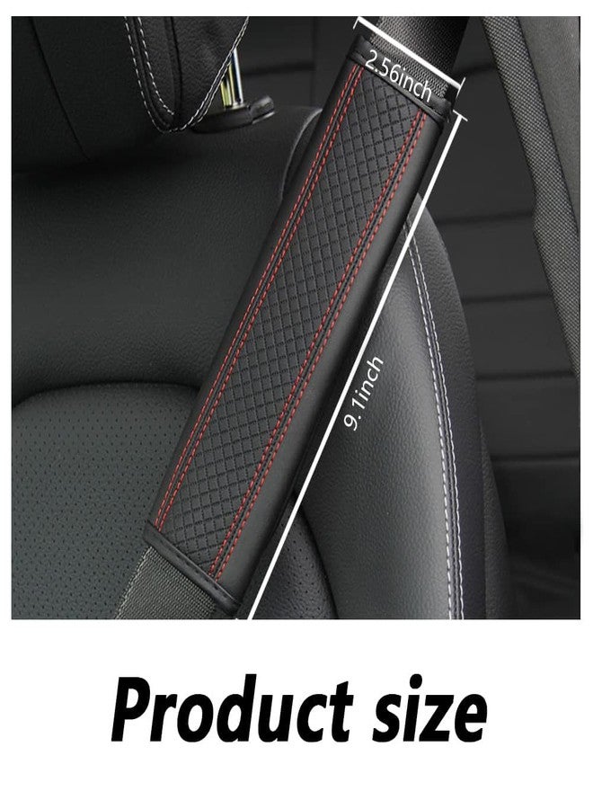 Figpade 2PCS Car Seat Belt Cover Pad,Breathable Leather Seatbelt Covers for Shoulder Protection and Car Decorations,Universal Seatbelt Cushion Adding Car Seat Strap Pads Car Accessories Interior (Black/Red) - Image 2