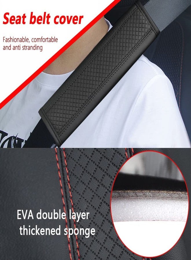 Figpade 2PCS Car Seat Belt Cover Pad,Breathable Leather Seatbelt Covers for Shoulder Protection and Car Decorations,Universal Seatbelt Cushion Adding Car Seat Strap Pads Car Accessories Interior (Black/Red) - Image 3